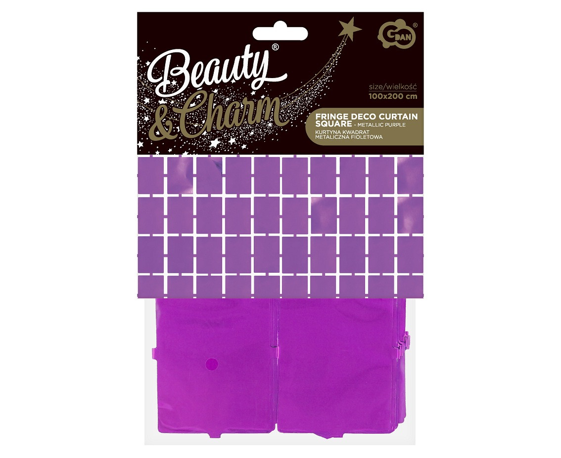 Fringe Deco Curtain B&C Square, metallic purple, 100x200 cm EOL
