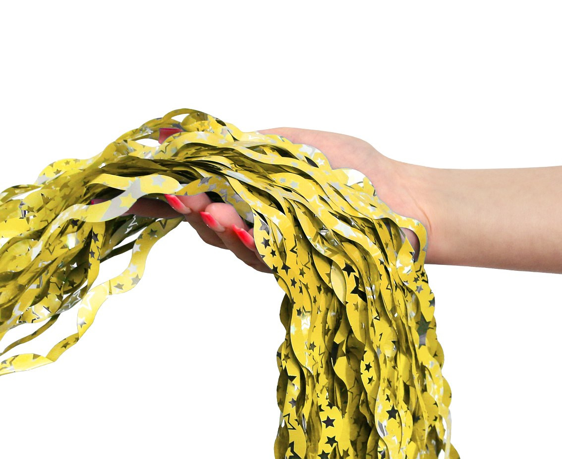 Fringe Deco Curtain B&C Swirls - Silver Stars, gold, 100x200 cm
