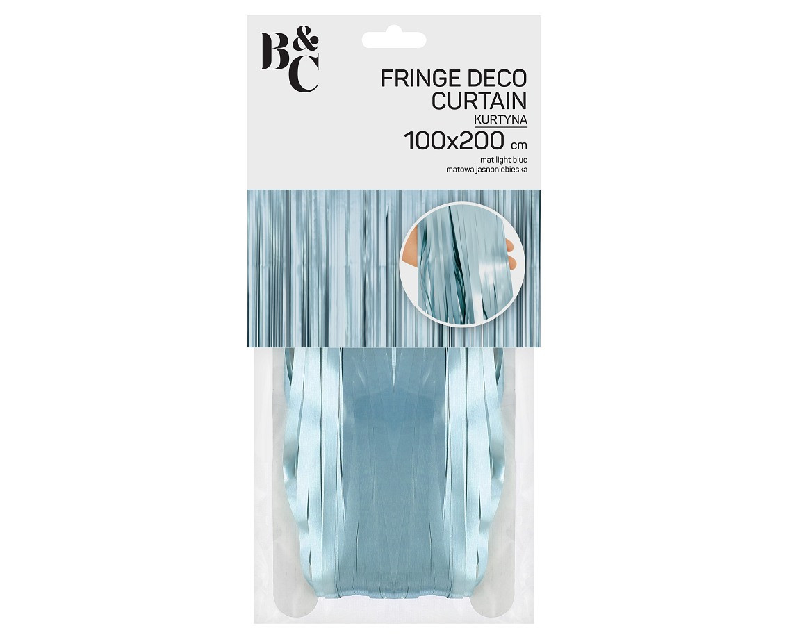 Fringe Deco Curtain B&C, mat light blue, 100x200 cm