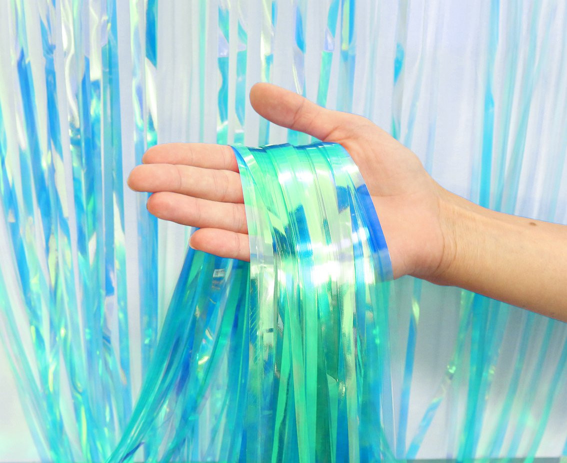 Fringe Deco Curtain Iridescent, blue 100 x 200 cm
