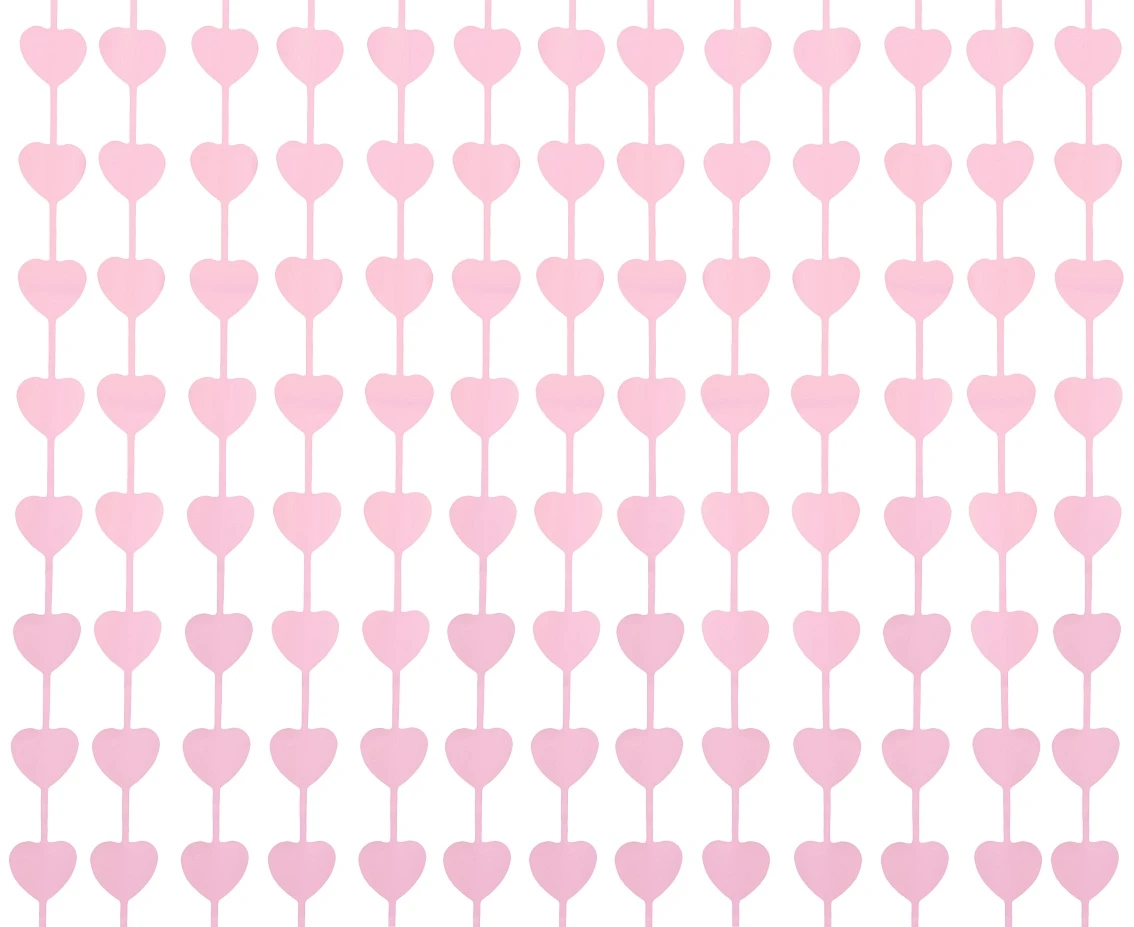 Fringe Deco Curtain Macaron -hearts, light pink, 100x200 cm