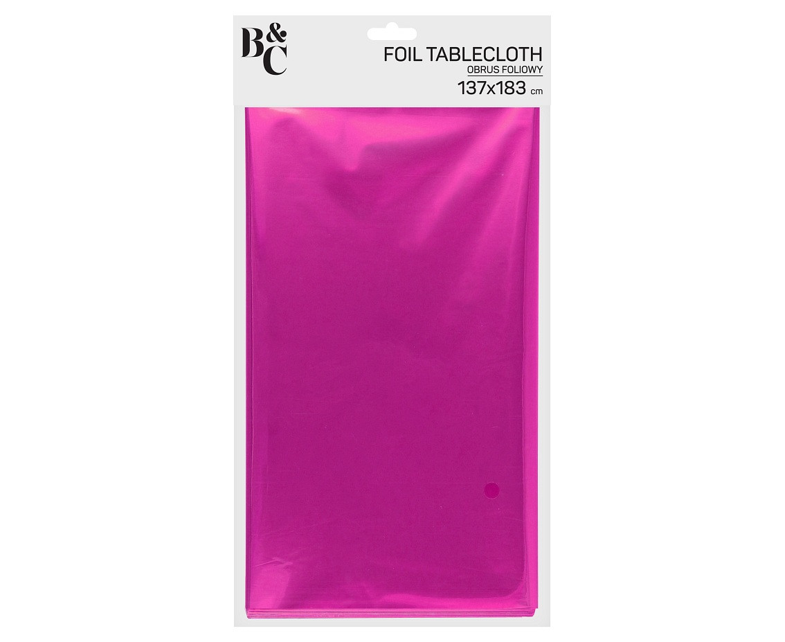 Foil tablecloth B&C metallic magenta, 137x183 cm