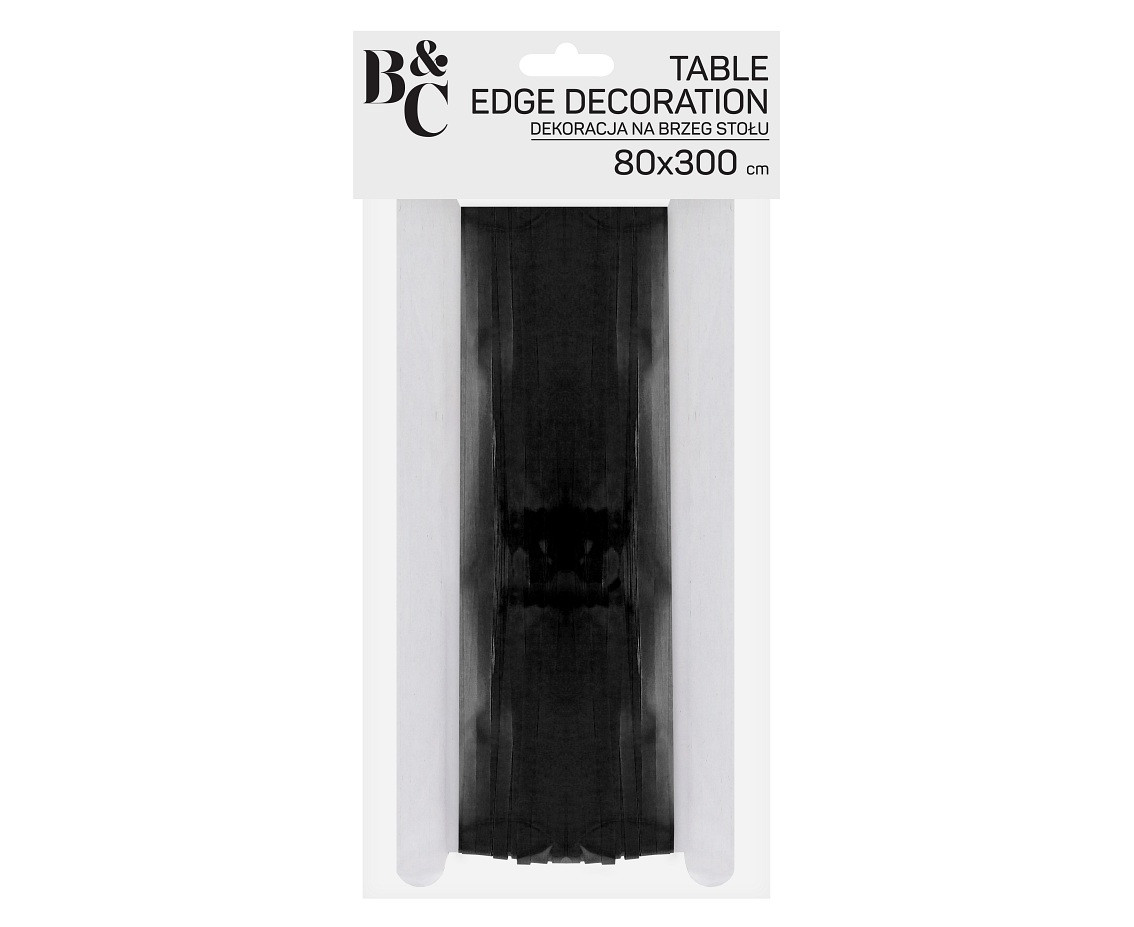 Table edge decoration B&C, tassels, black, 80x300 cm