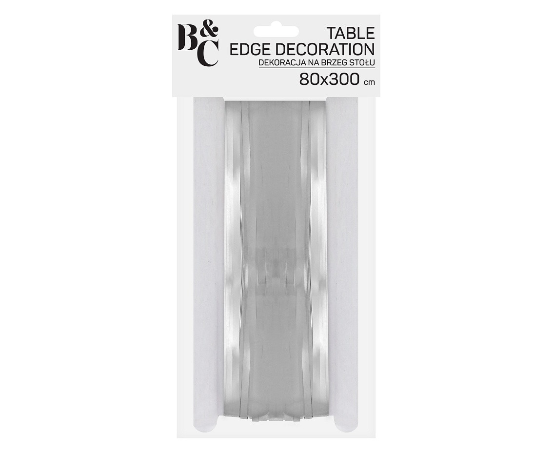 Table edge decoration B&C, tassels, silver, 80x300 cm
