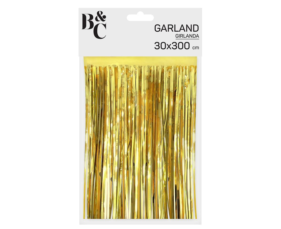 Decorative garland B&C, metallic fringes, gold