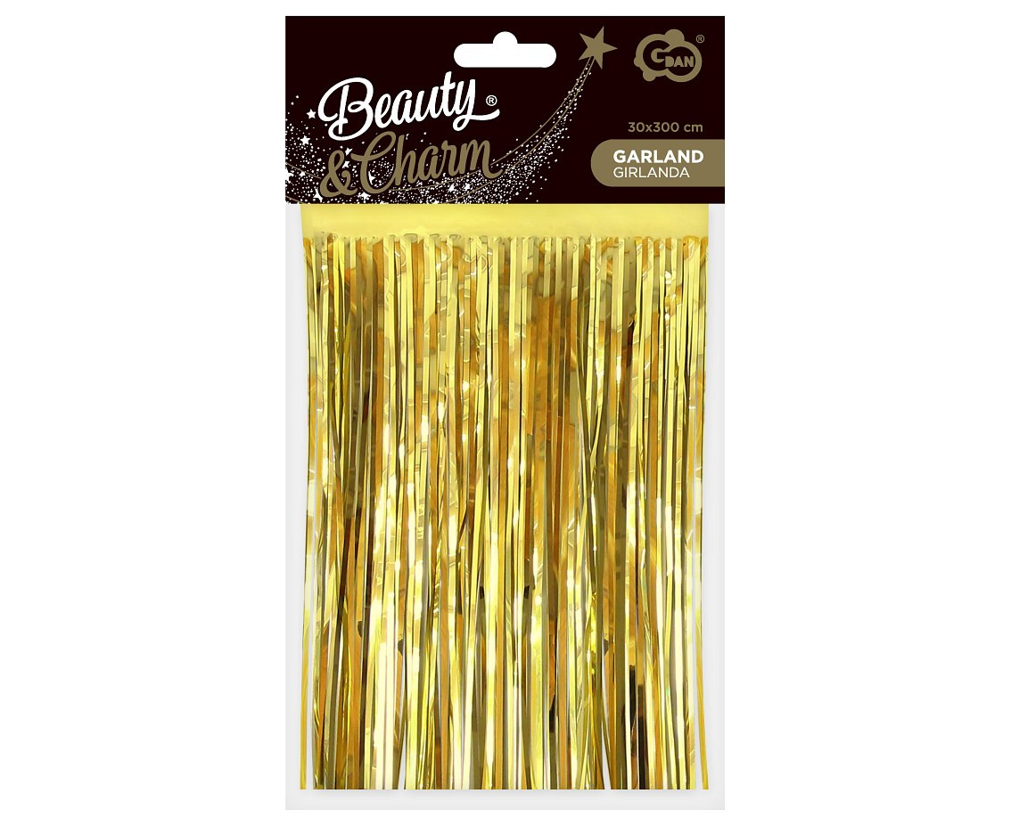 Decorative garland B&C, metallic fringes, gold