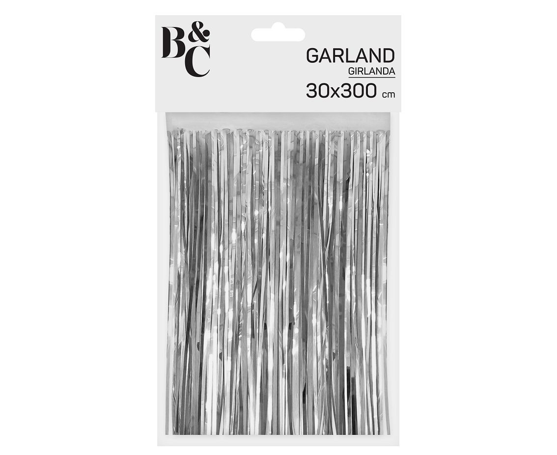 Decorative garland B&C, metallic fringes, silver