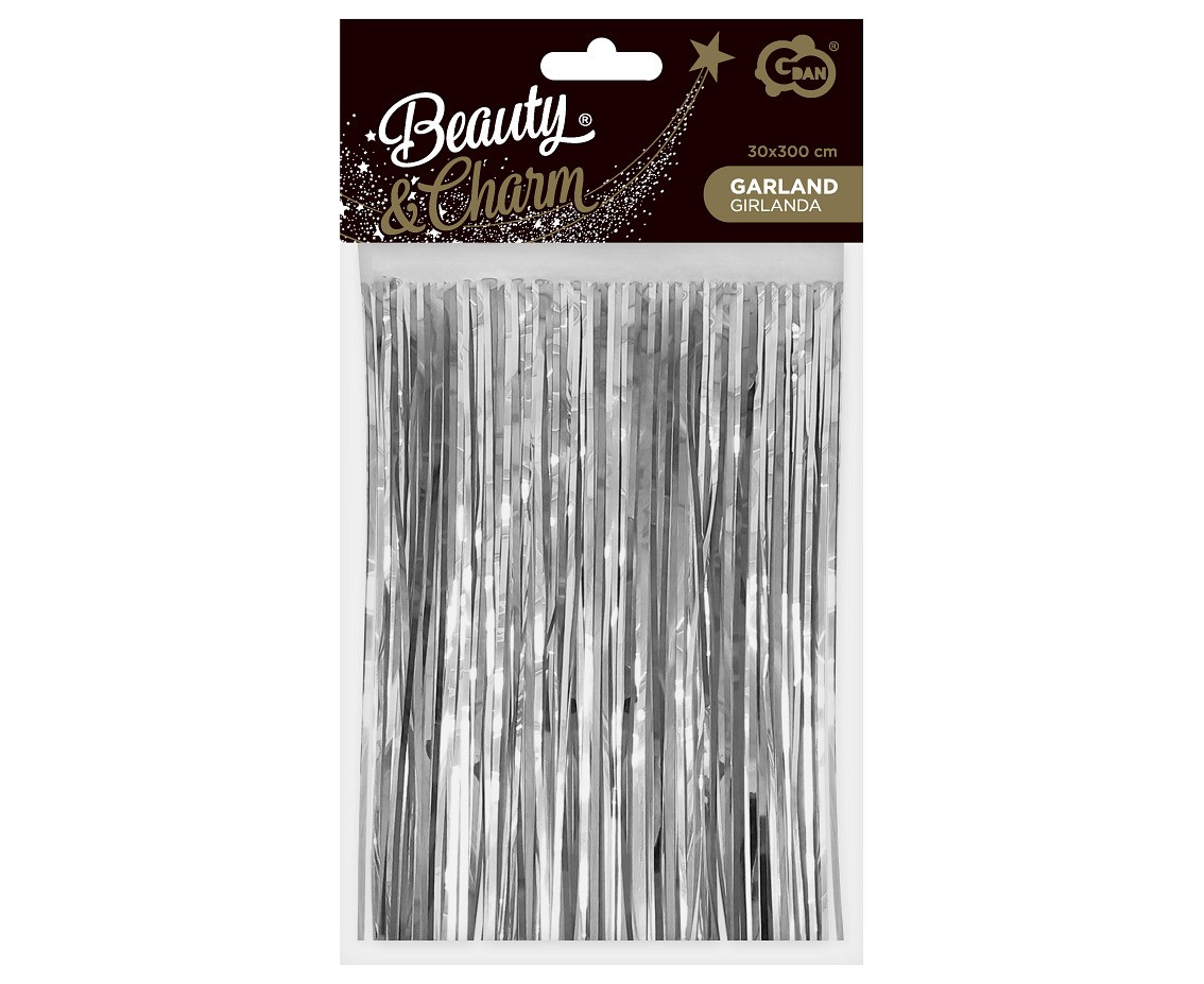 Decorative garland B&C, metallic fringes, silver