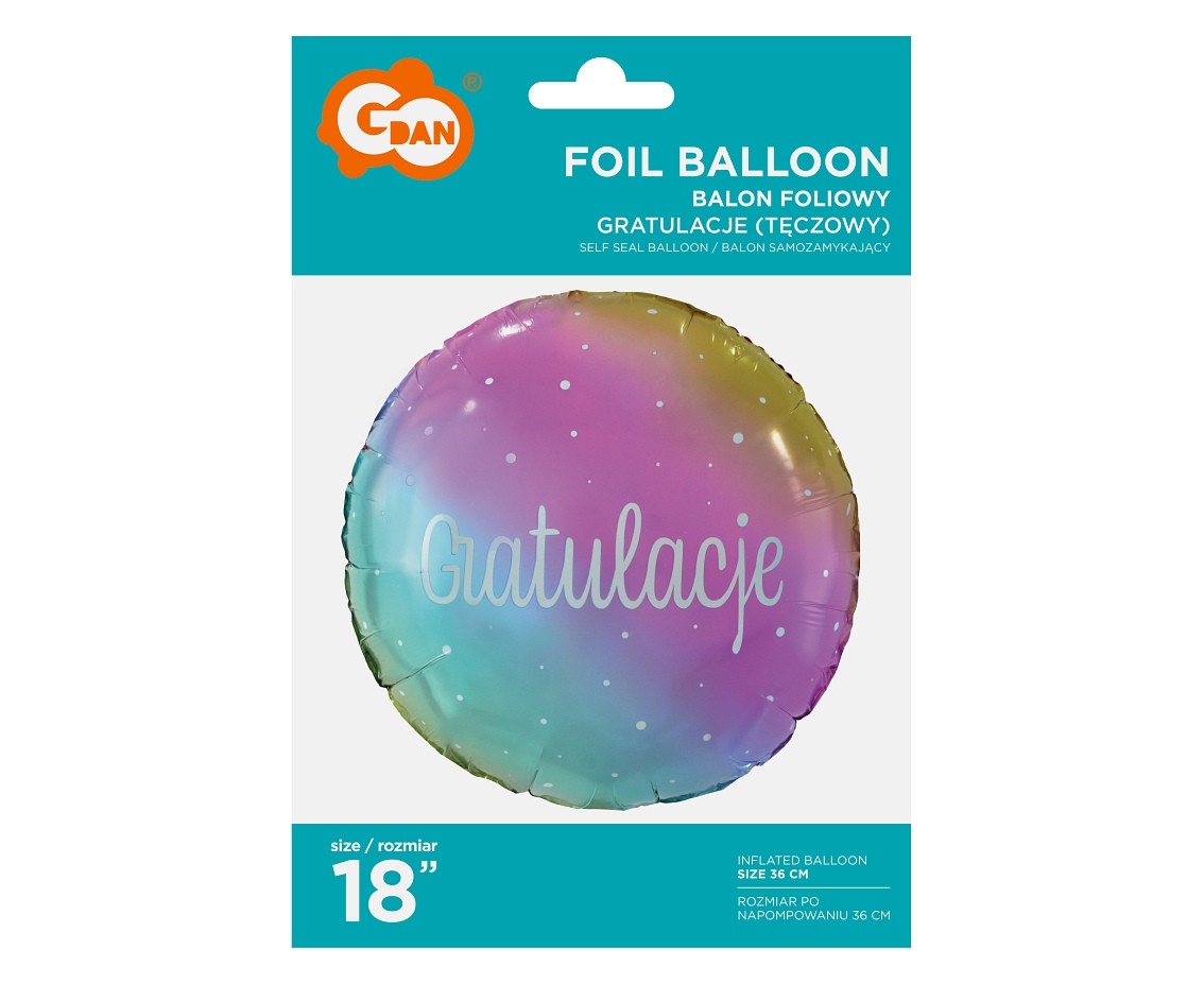 Foil balloon "Gratulacje" (rainbow) 18" EOL