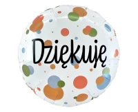 Foil balloon "Dziękuję" (colourful dots) 18" EOL