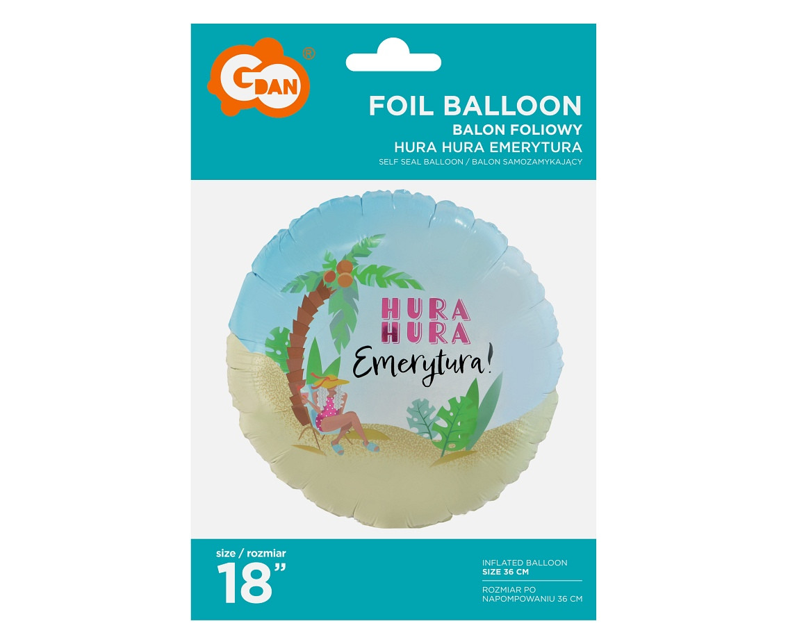 Foil balloon "HURA HURA Emerytura" 18" EOL