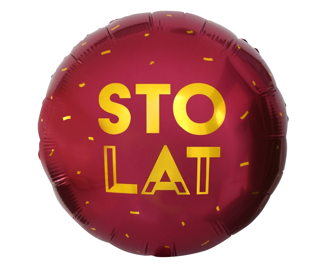 Foil balloon "Sto Lat" (burgundy) 18" EOL