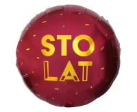 Foil balloon "Sto Lat" (burgundy) 18" EOL