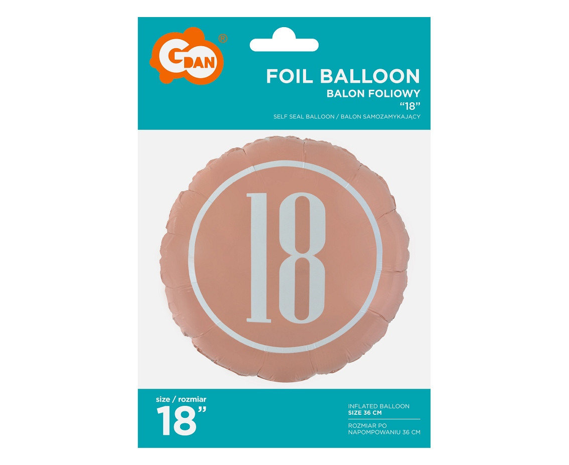 Foil balloon "18" (rose-gold) 18" EOL
