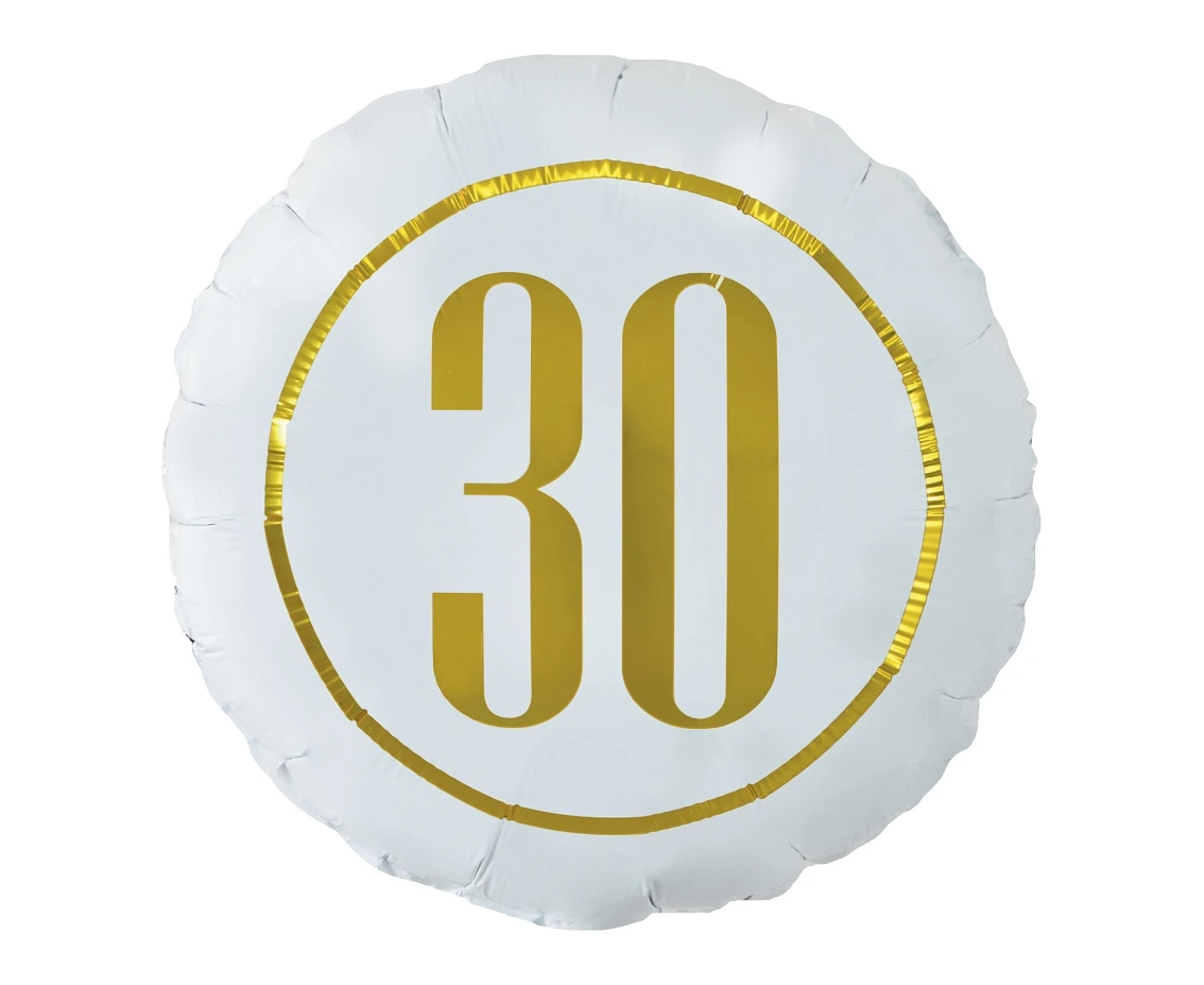 Foil balloon "30" (white) 18" EOL
