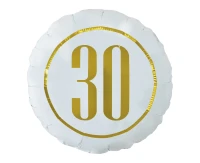 Foil balloon "30" (white) 18" EOL