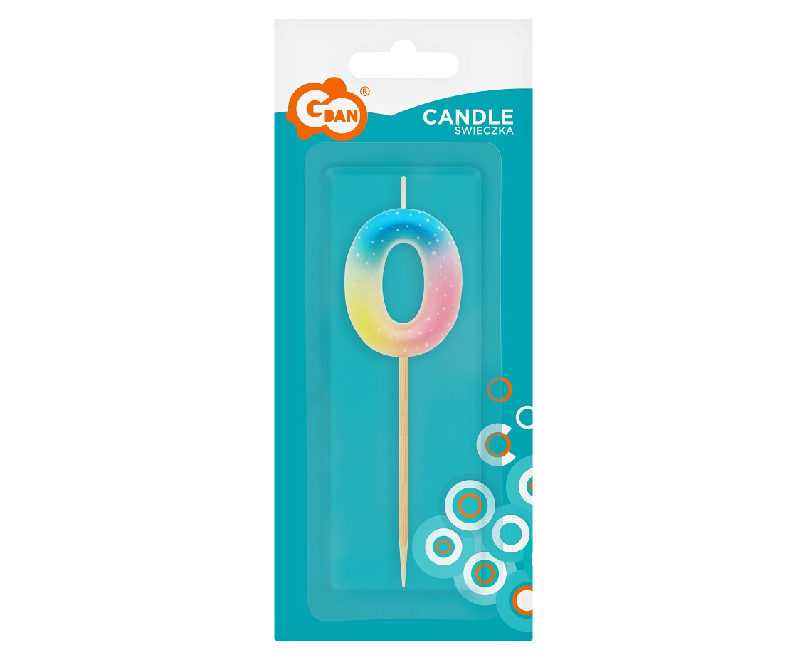 Pick candle digit 0, pastel ombre EOL