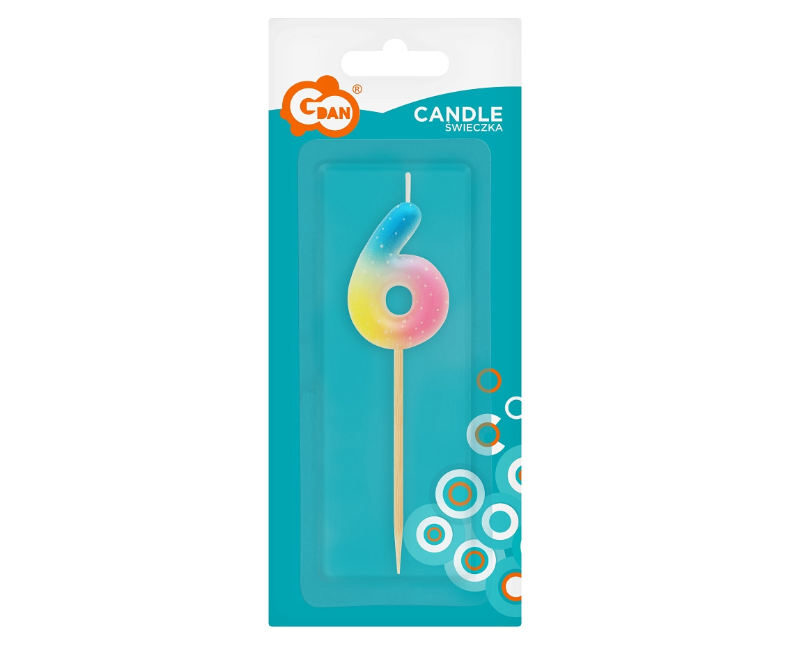 Pick candle digit 6, pastel ombre EOL