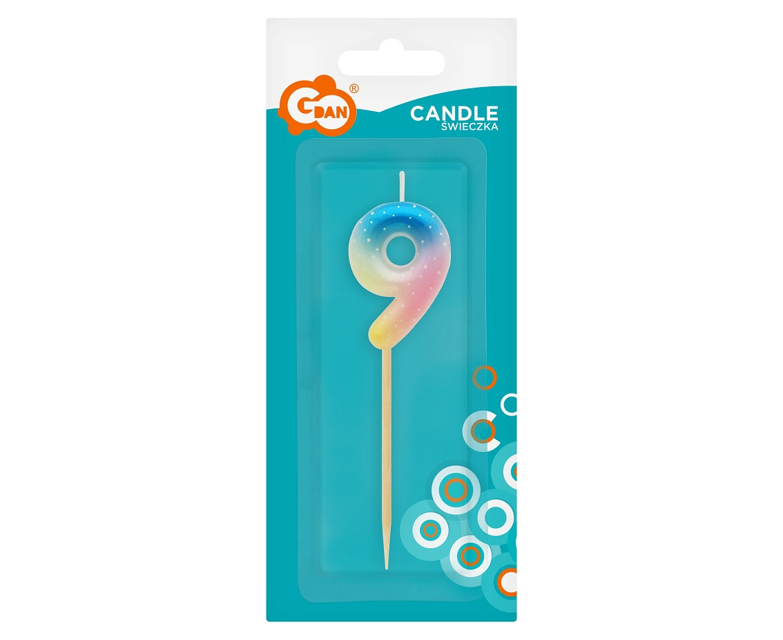 Pick candle digit 9, pastel ombre EOL