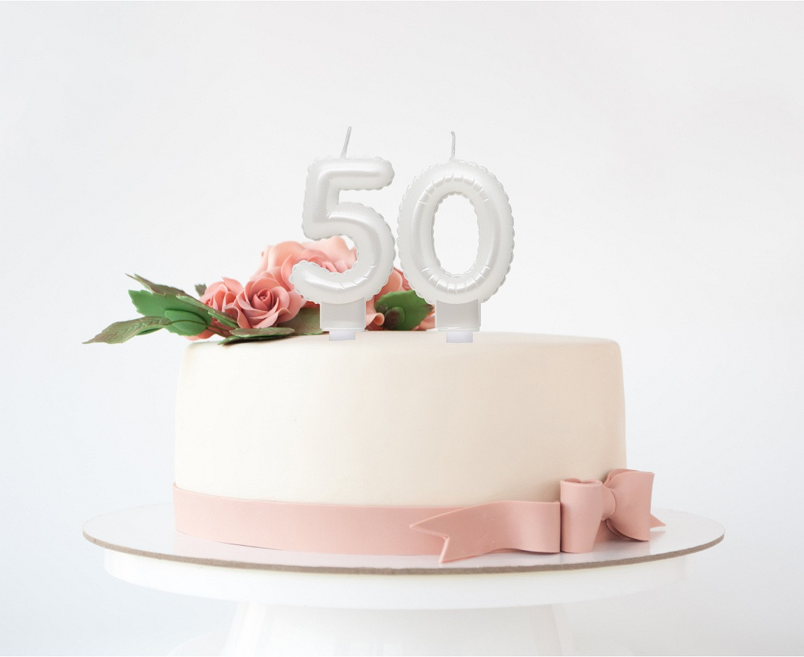 Candle digit 0, pearly white, 7 cm EOL