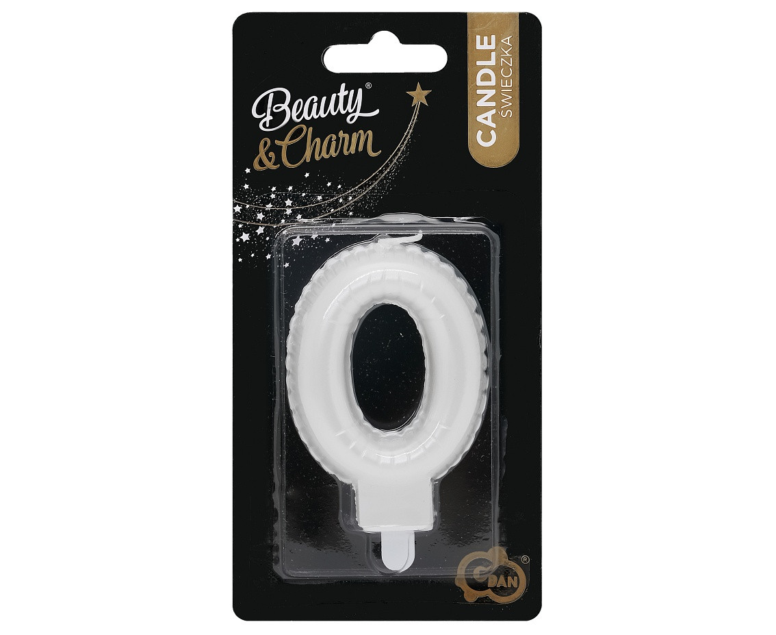 Candle digit 0, pearly white, 7 cm EOL