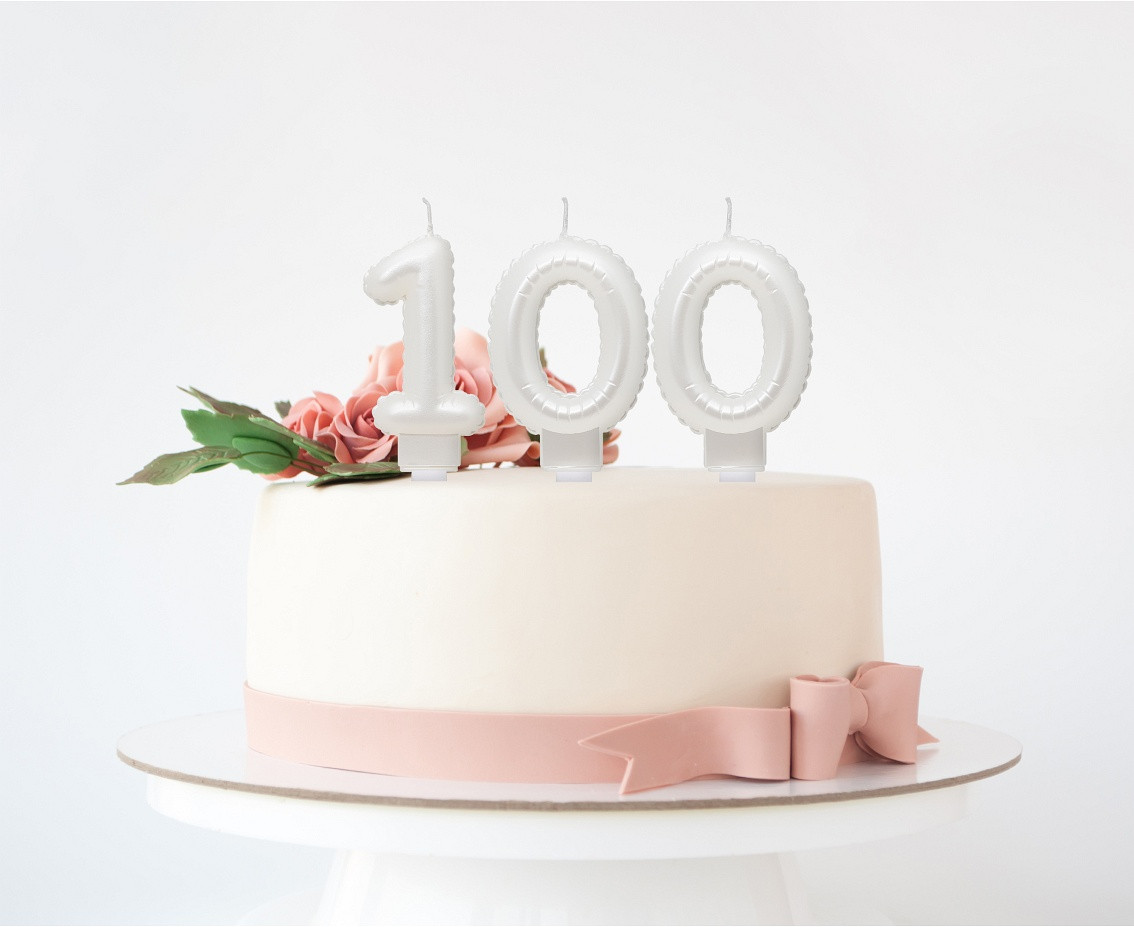 Candle digit 1, pearly white, 7 cm EOL