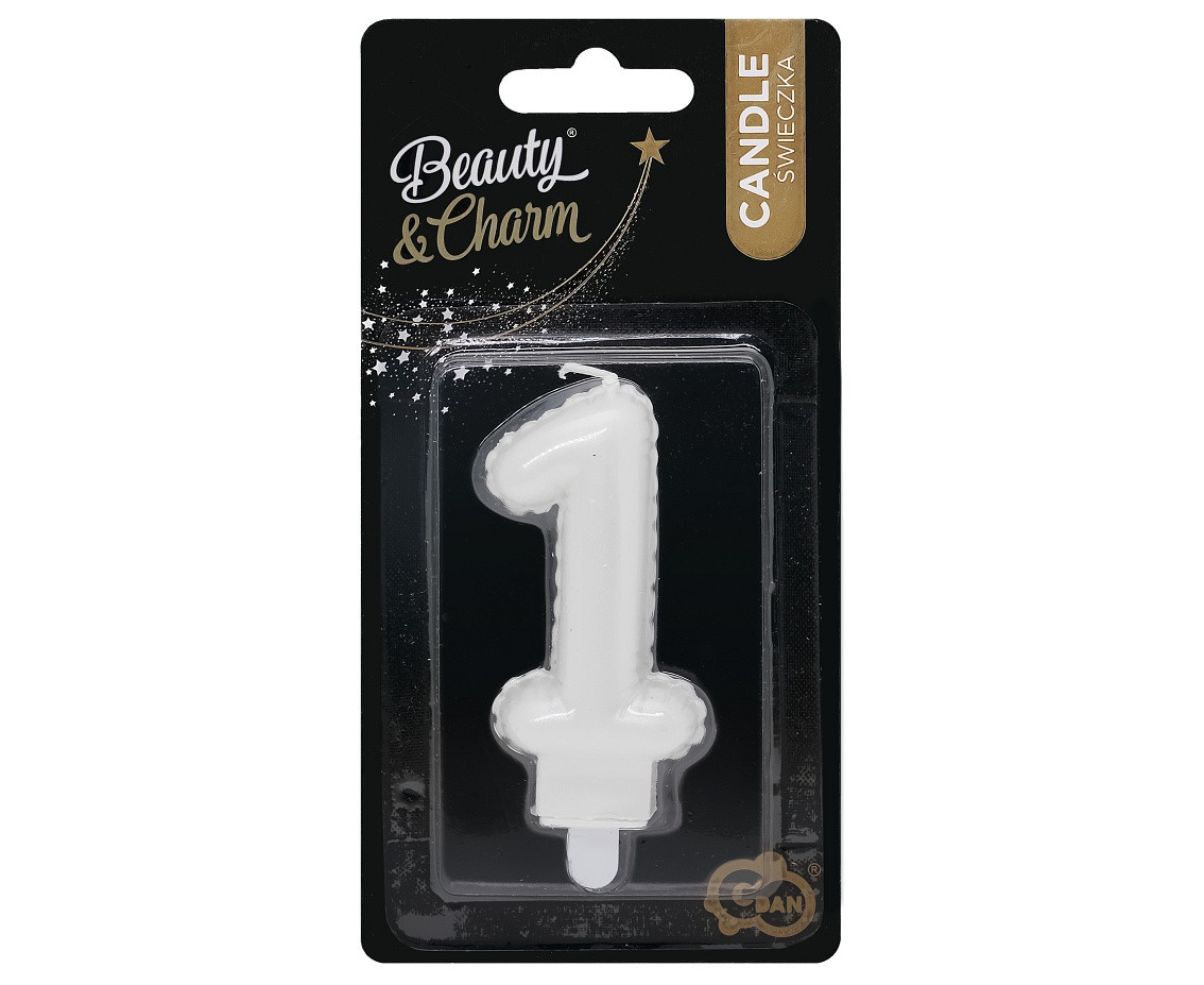 Candle digit 1, pearly white, 7 cm EOL