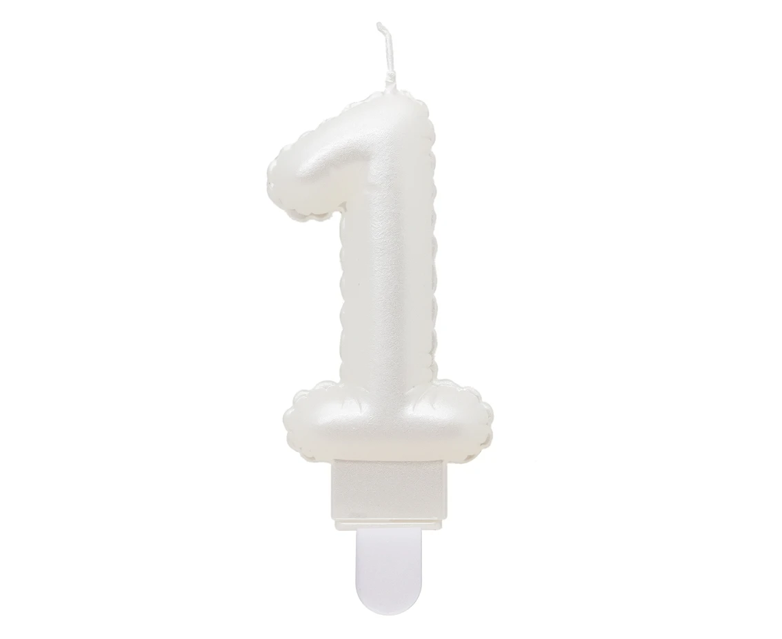 Candle digit 1, pearly white, 7 cm EOL