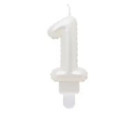Candle digit 1, pearly white, 7 cm EOL