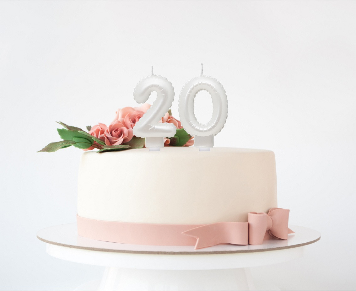 Candle digit 2, pearly white, 7 cm EOL