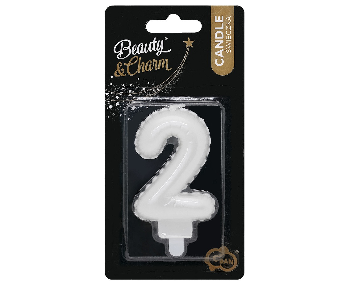 Candle digit 2, pearly white, 7 cm EOL
