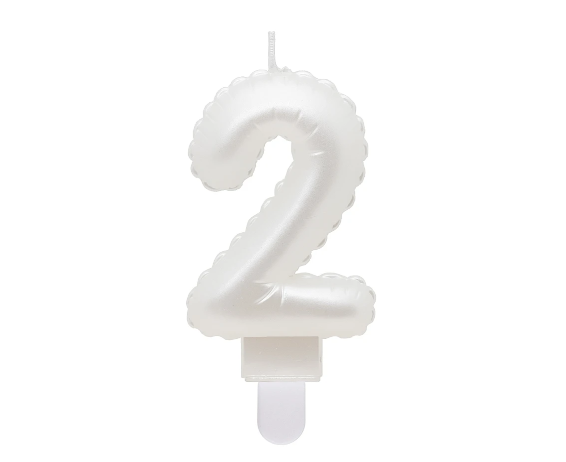 Candle digit 2, pearly white, 7 cm EOL
