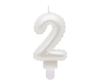Candle digit 2, pearly white, 7 cm EOL