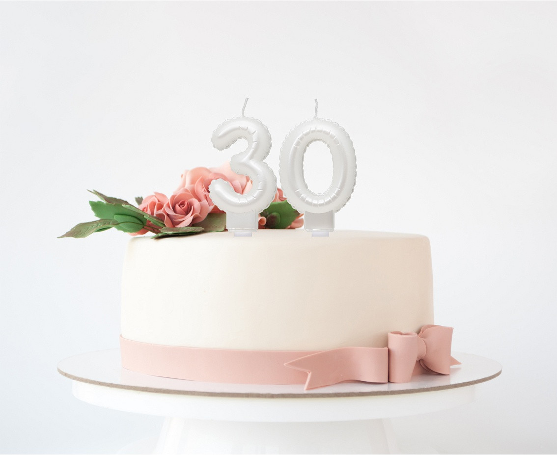 Balloons B&C, candle digit 3, pearly white, 7cm, 1pc EOL