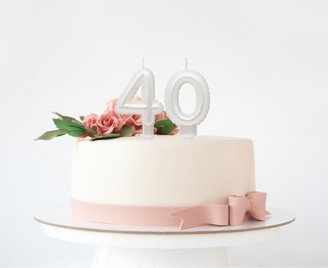 Candle digit 4, pearly white, 7 cm EOL