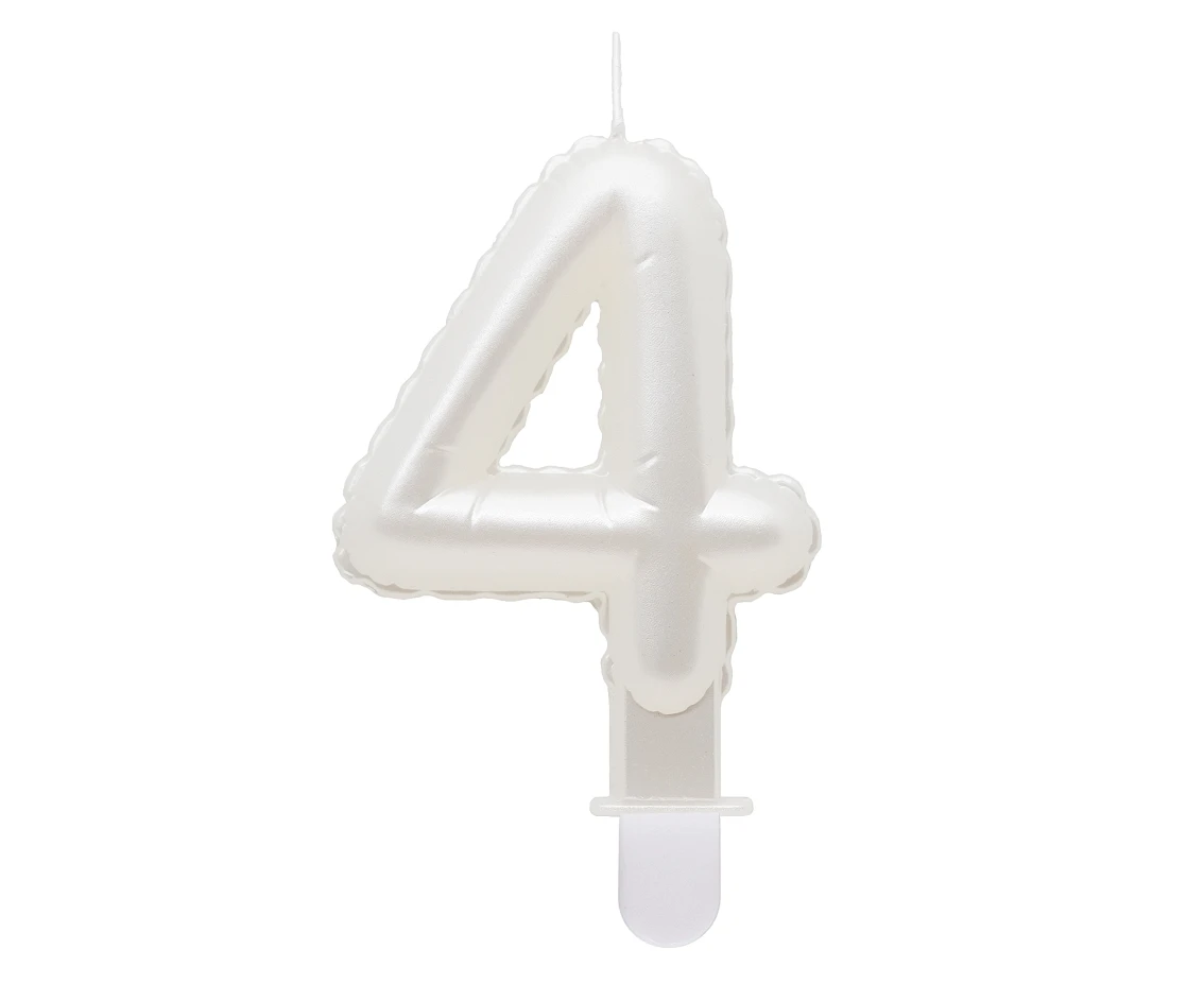 Candle digit 4, pearly white, 7 cm EOL