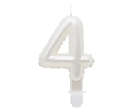 Candle digit 4, pearly white, 7 cm EOL