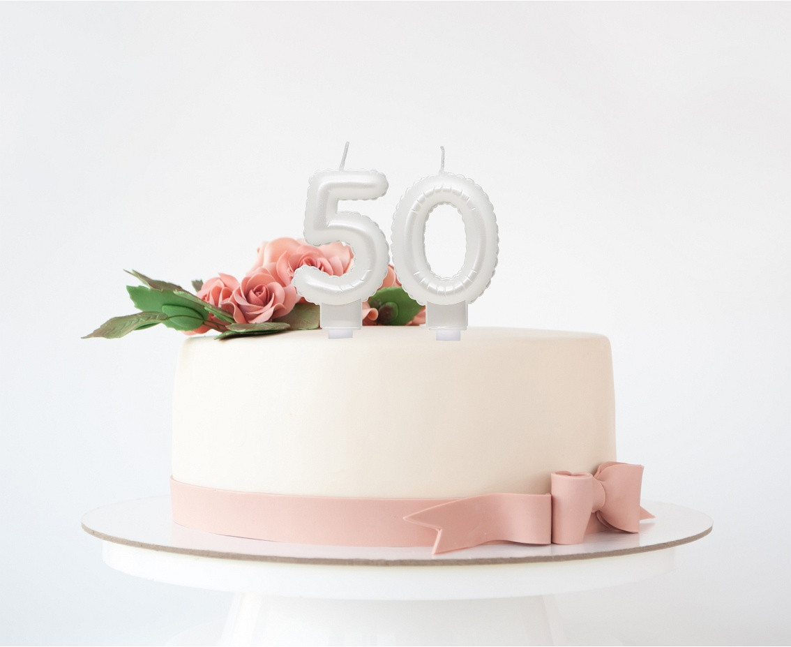 Candle digit 5, pearly white, 7 cm EOL