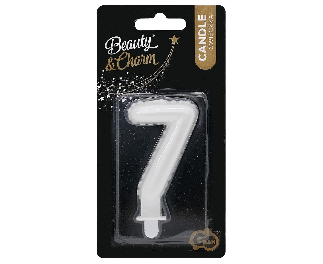 Candle digit 7, pearly white, 7 cm EOL