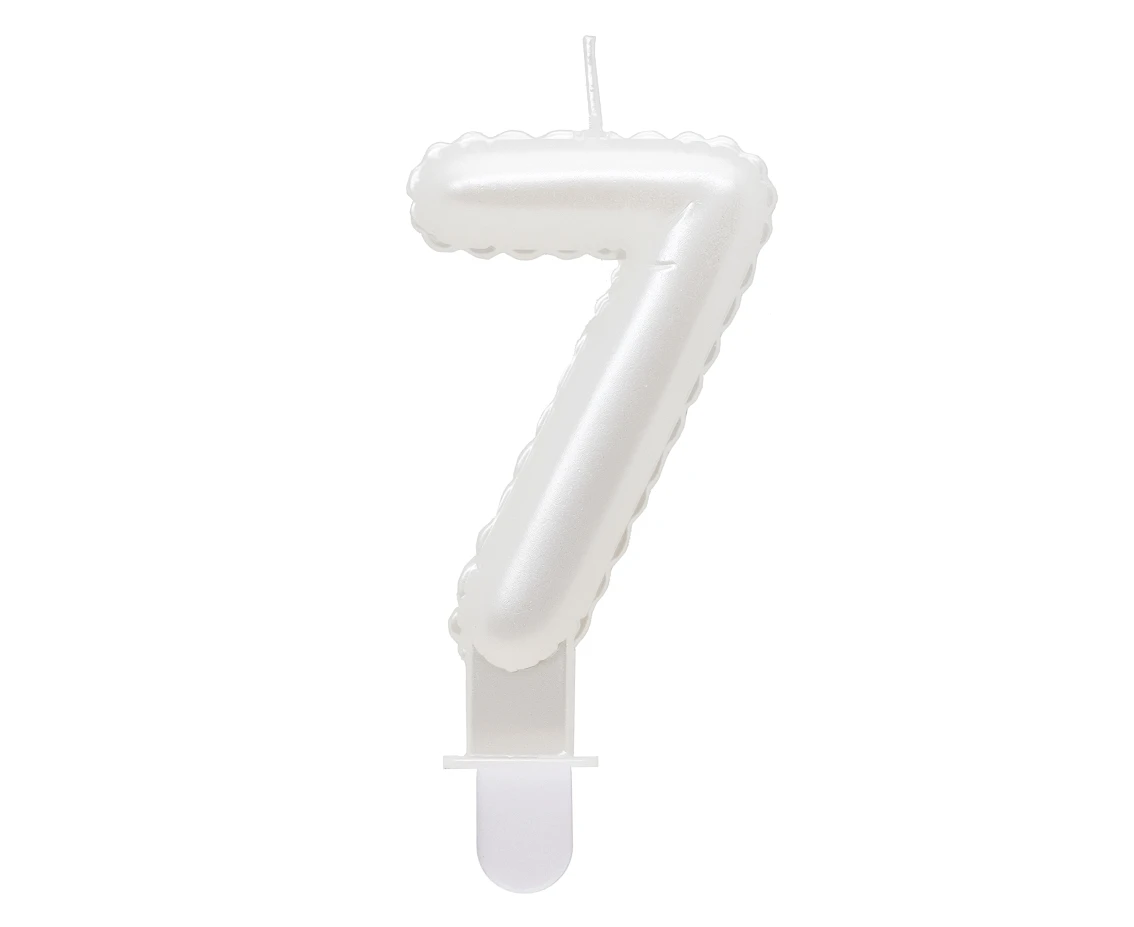 Candle digit 7, pearly white, 7 cm EOL