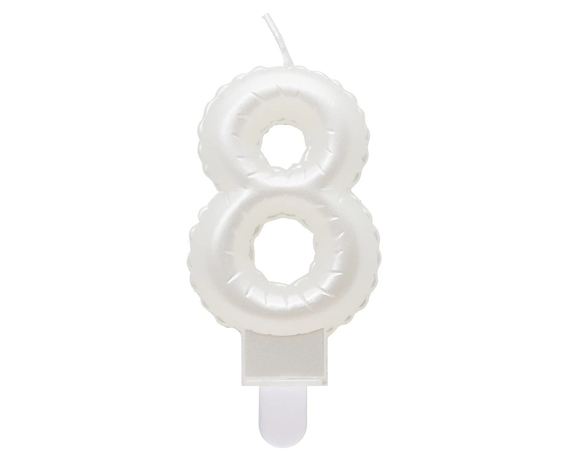 Candle digit 8, pearly white, 7 cm EOL