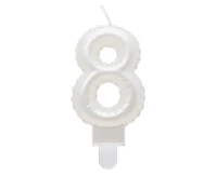 Candle digit 8, pearly white, 7 cm EOL