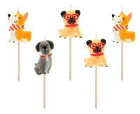 Pick candles Dogs, total length 7,5 cm, 5 pcs