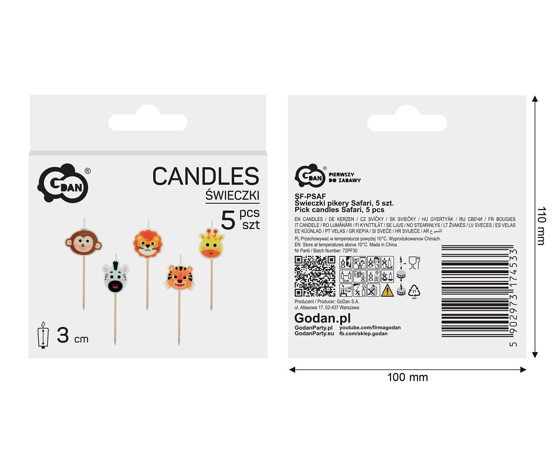 Pick candles Safari, 5 pcs EOL
