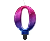 Candle digit 0, Night Sky, metallic, 8 cm