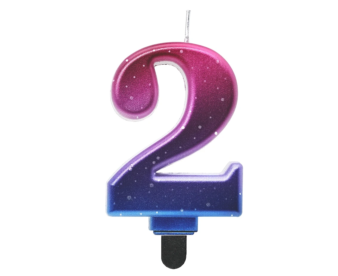 Candle digit 2, Night Sky, metallic, 8 cm