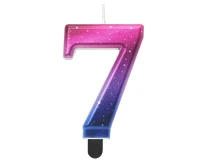 Candle digit 7, Night Sky, metallic, 8 cm