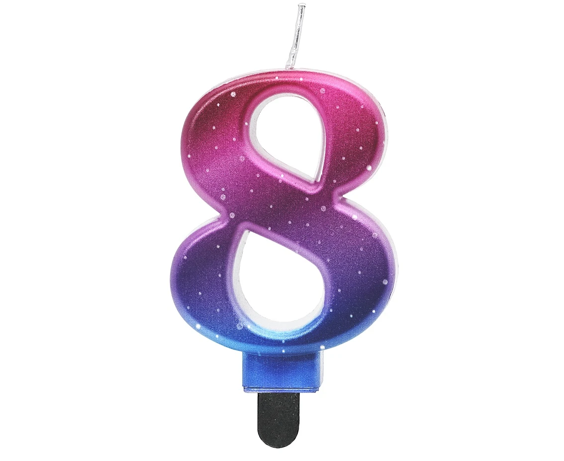 Candle digit 8, Night Sky, metallic, 8 cm