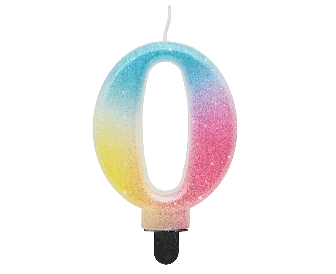 Candle digit 0, pastel ombre, 8 cm EOL