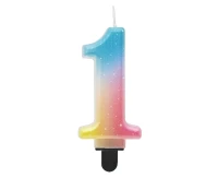 Candle digit 1, pastel ombre, 8 cm EOL